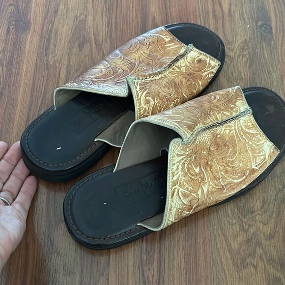 Cole Haan beige brown leather rustic slip on sandals size 7.5 - Picture 6 of 6